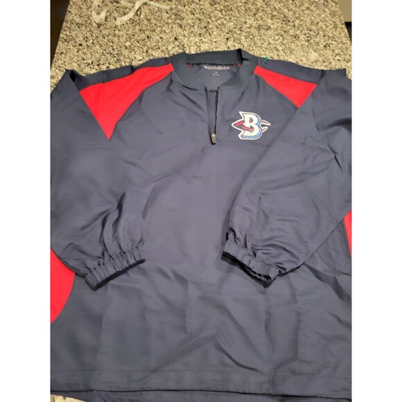Boombah Pullover Jacket Mens M Navy Red Half Zip Lightweight Windbreaker Logo - Picture 1 of 8